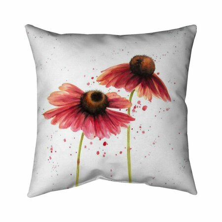 BEGIN HOME DECOR 26 x 26 in. Two Pink Daisies-Double Sided Print Indoor Pillow 5541-2626-FL204